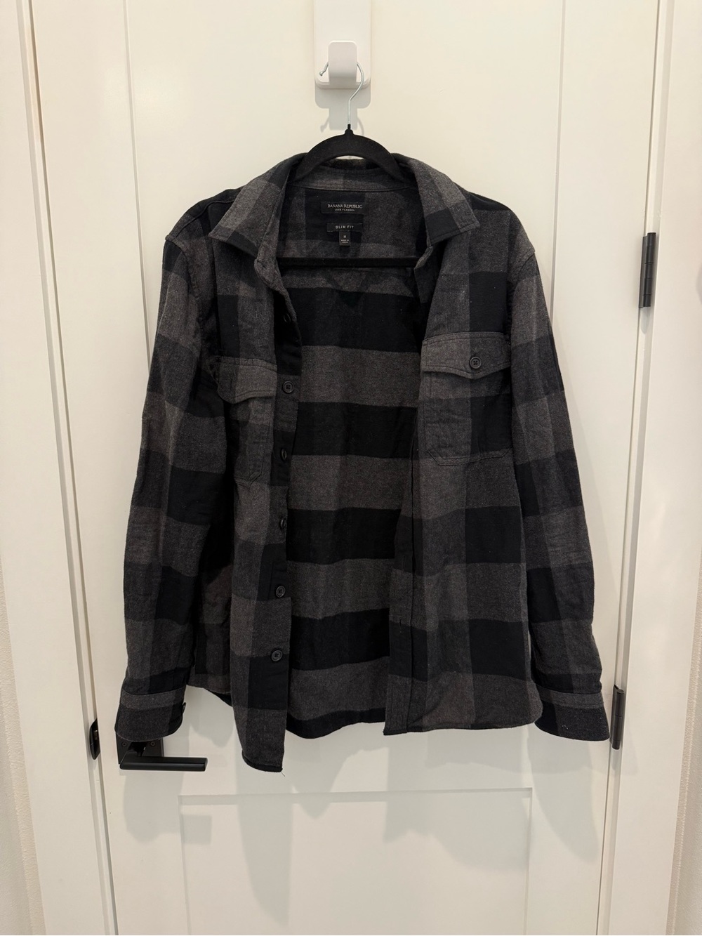 Banana Republic Black & Gray Plaid Shirt Jacket